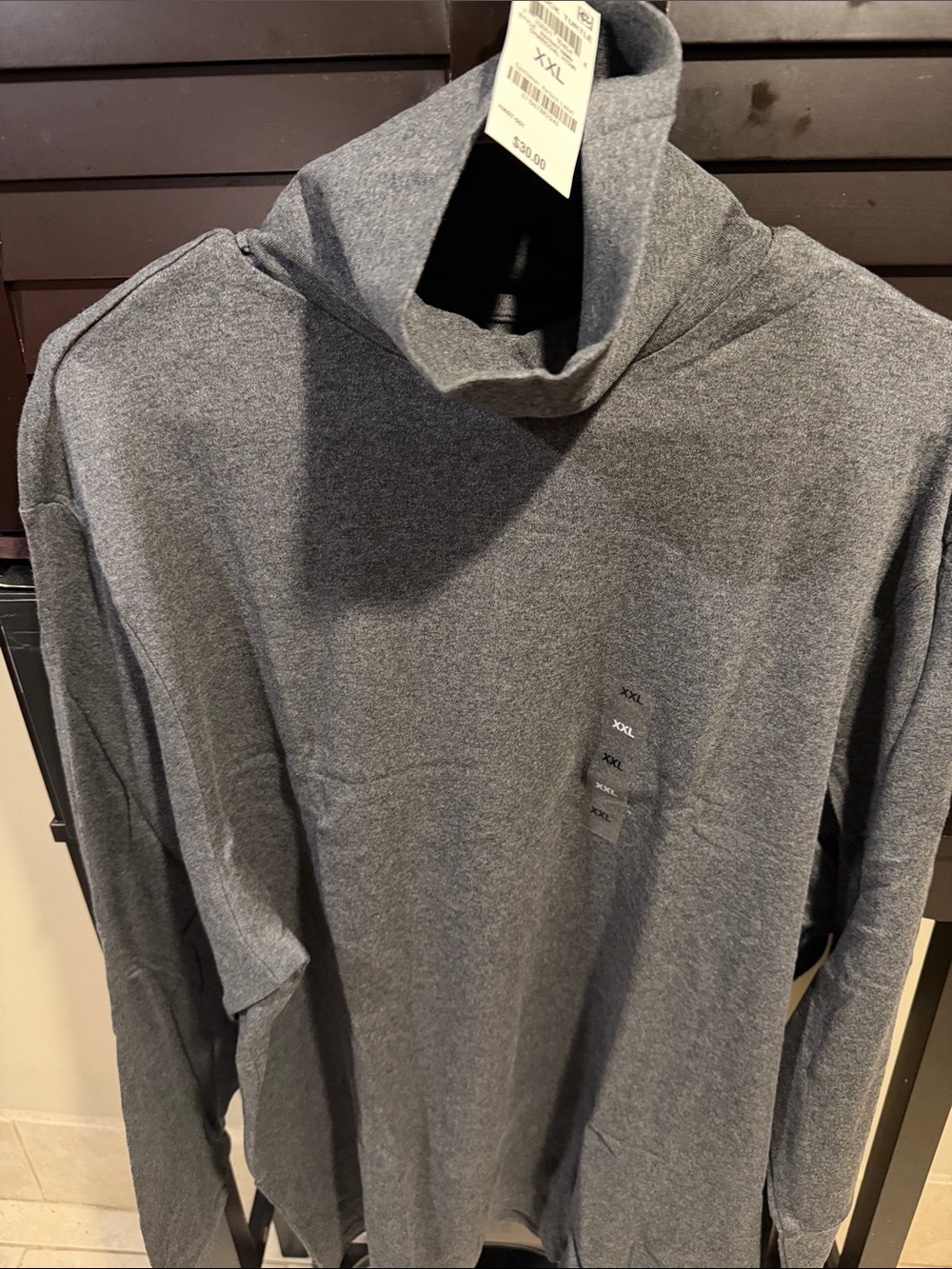 Club Room Long Sleeve Turtleneck Shirt in Heather Gray